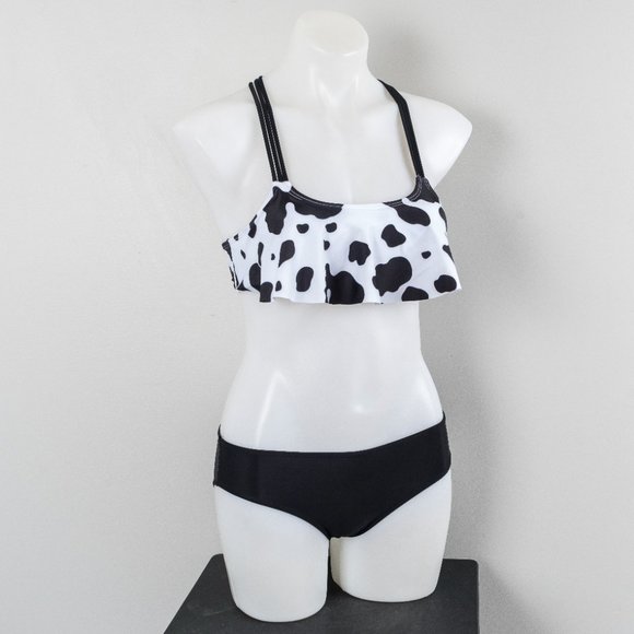 NWT girls cow print ruffle bikini - Picture 1 of 11